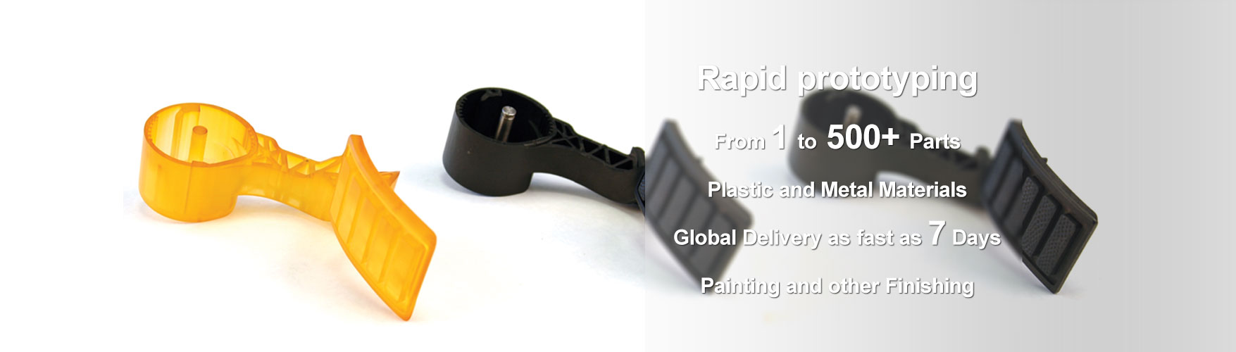 Rapid prototyping From 1 to 500+ Parts Plastic and Metal Materials Global Delivery as fast as 7 Days